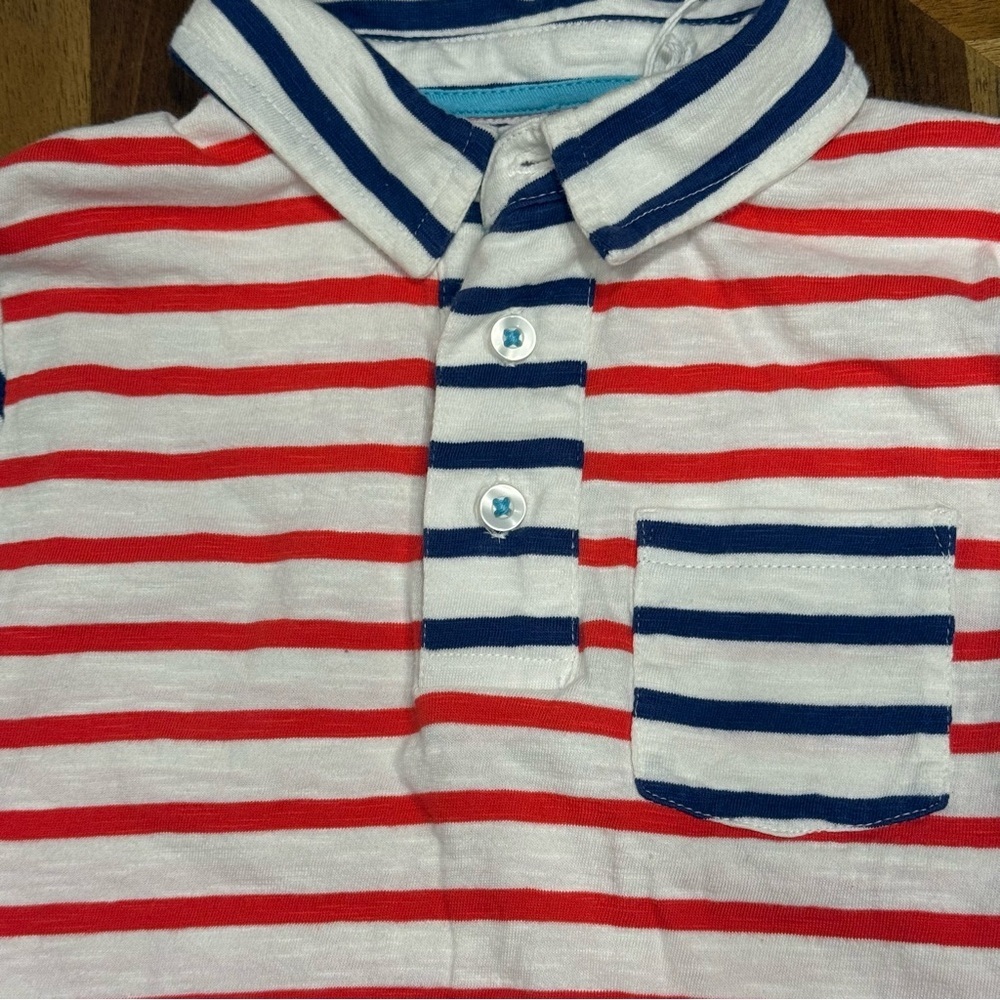 Boden Kids Polo Shirt with Red and Blue Stripes